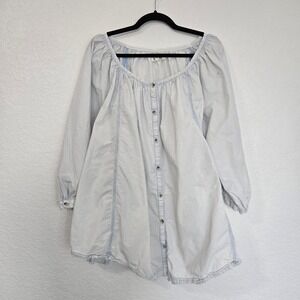 free people shibori long sleeve tunic dress Free People Shibori Ivory Print Long Sleeve Button-Up Tunic Dress Small